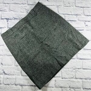 Talbots Petites Grey Herringbone Wool Blend Lined Mini Skirt Size 10P Business